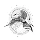crane bird with forest fire tattoo design idea