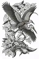 heron silhouette tattoo design idea