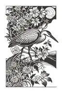 heron silhouette tattoo design idea