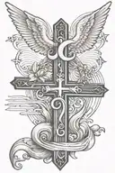 3 crosses, trinity, dove, biblical text, river tattoo design idea