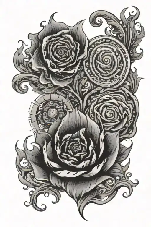 five matching tattoos using fire, water and air tattoo design idea