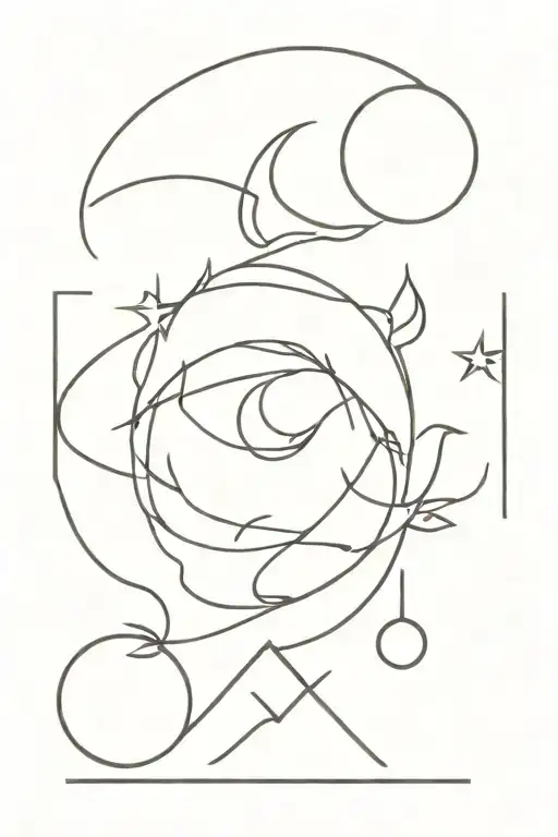 fire, water and air symbols five tattoo design idea