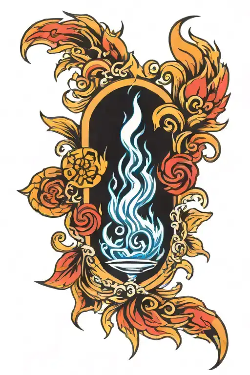 fire, water and air symbols five tattoo design idea