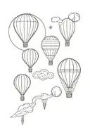 five symbols for fire, water and air balloon floating tattoo design idea