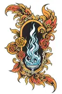 fire, water and air symbols five tattoo design idea