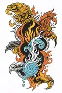 fire, water and air symbols five tattoo design idea