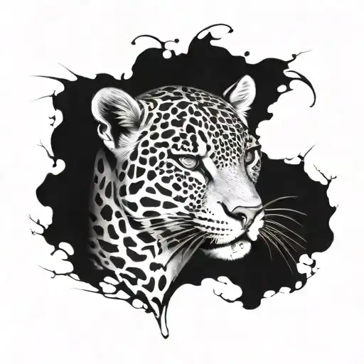 jaguar with number 8 and 17 written tattoo design idea
