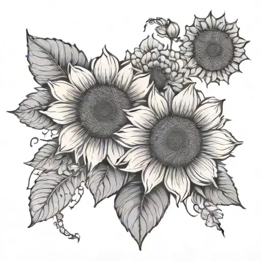 I have a tattoo of two sunflower heads on my ribs and I would like a powerful sign around it like a mandala. tattoo design idea