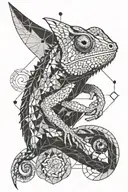 chameleon and universe tattoo design idea
