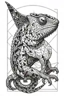 chameleon and universe tattoo design idea