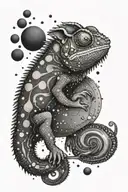 chameleon and universe tattoo design idea
