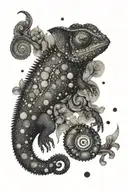 chameleon and universe tattoo design idea