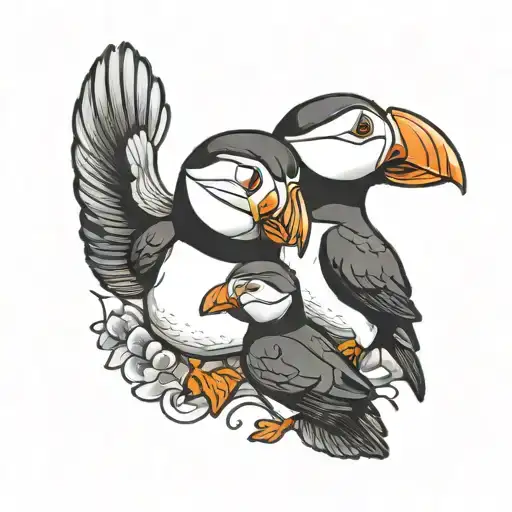 stylized puffins  tattoo design idea