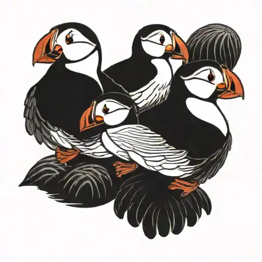 stylized puffins  tattoo design idea