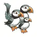 stylized puffins  tattoo design idea