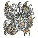   3 different stylized flames, a small one, a medium one that encloses the small one and a large one that encloses them  tattoo design idea