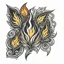   3 different stylized flames, a small one, a medium one that encloses the small one and a large one that encloses them  tattoo design idea