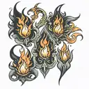   3 different stylized flames, a small one, a medium one that encloses the small one and a large one that encloses them  tattoo design idea