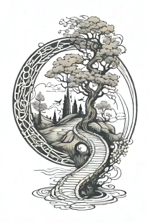 A subtle, winding path in a circular shape, the path gradually fades tattoo design idea