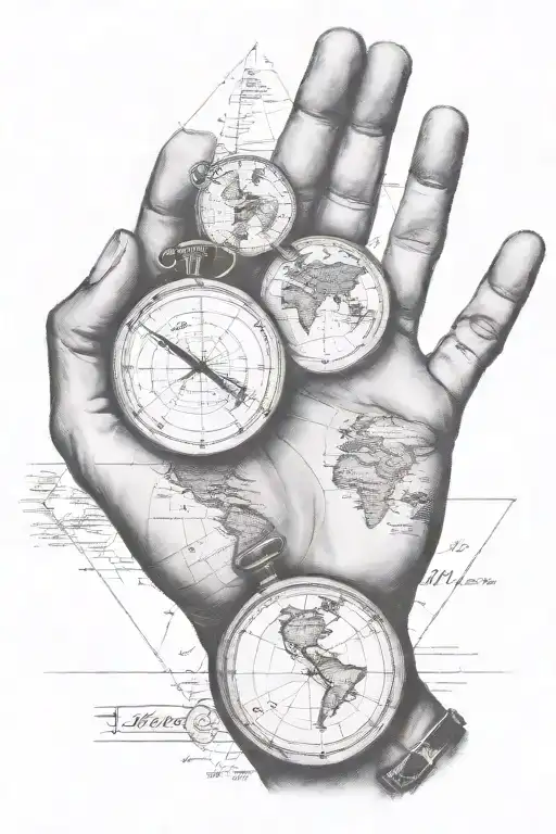 retro map made hand tattoo tattoo design idea