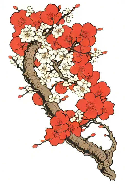 a winding road surrounded by cherry blossom in moonlight tattoo design idea