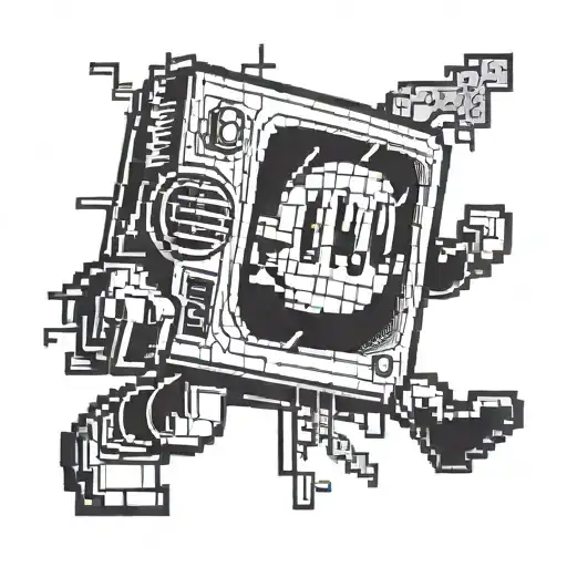 A pixelated Kirby jumping out of a retro TV screen tattoo design idea