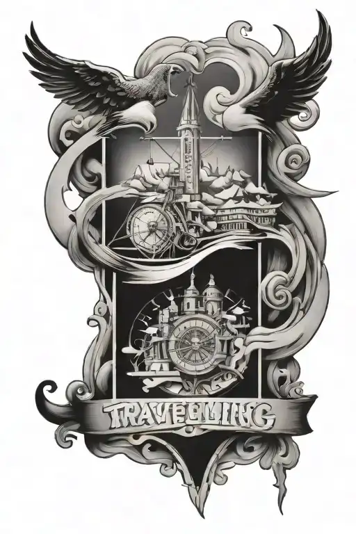 Traveling means to be alive, you will never arrive tattoo design idea