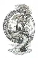 A subtle, winding path in a circular shape, the path gradually fades tattoo design idea