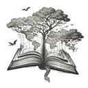 A stack of books transforming into a world map, symbolizing the client's love for reading and traveling tattoo design idea