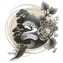 A subtle, winding path in a circular shape, the path gradually fades tattoo design idea