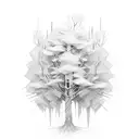 2 dimensional tree in polygon style fading into single strokes tattoo design idea