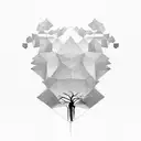 2 dimensional tree in polygon style fading into single strokes from right to left tattoo design idea