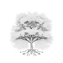 2 dimensional tree in polygon style fading into single strokes from right to left tattoo design idea