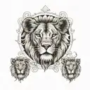 a lioness with the "M" initial and 2 Lion babys with the "R" and "D" initials  tattoo design idea