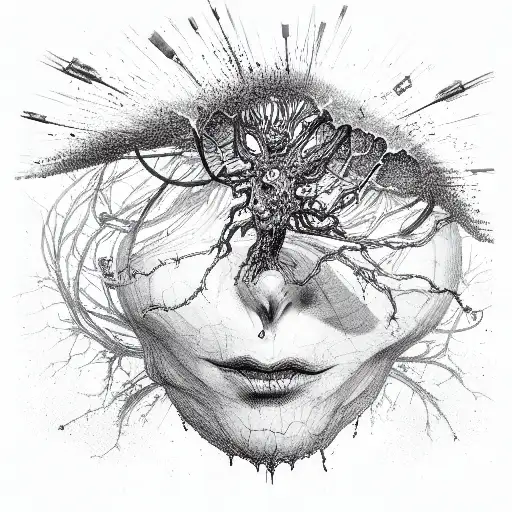 bio organical ripping through your skin tattoo design idea