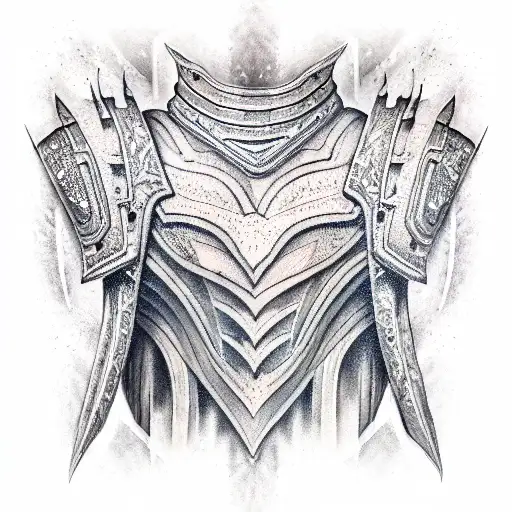armor that gives the appearance of tearing through your flesh tattoo design idea