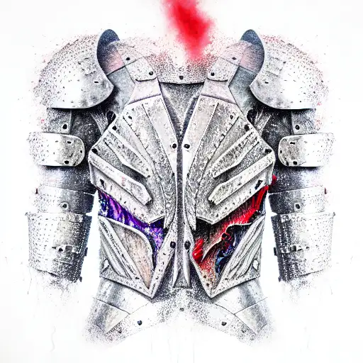 armor that gives the appearance of tearing through your flesh tattoo design idea