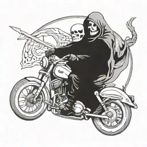 Reaper riding a Harley tattoo design idea