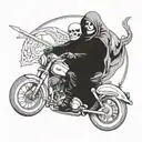 Reaper riding a Harley tattoo design idea
