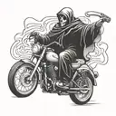 Reaper riding a Harley tattoo design idea