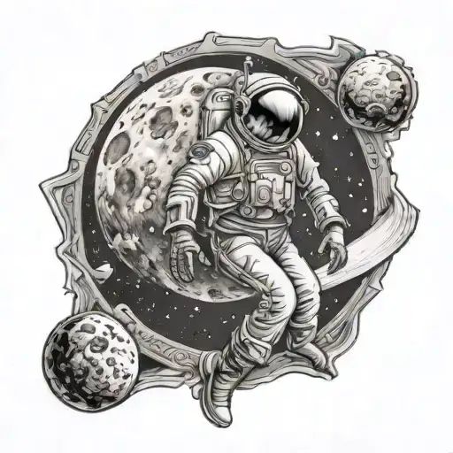 Man on the moon tattoo design idea