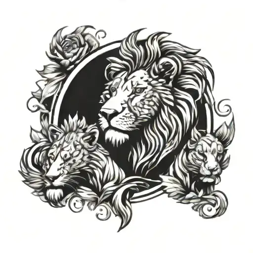 lion and cubs face only live once weak A fearless phoenix rising tattoo design idea