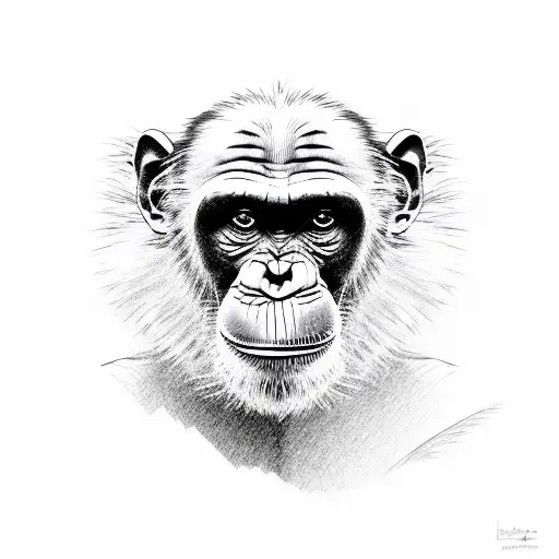 realistic chimpanzee with a astronaut suit tattoo design idea