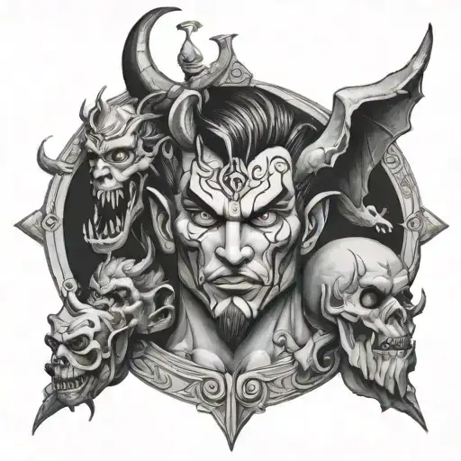 gods and devil's   tattoo design idea