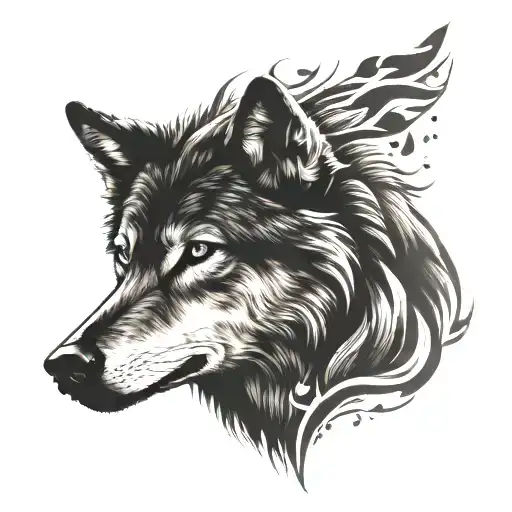 wolf silhouette tattoo design idea