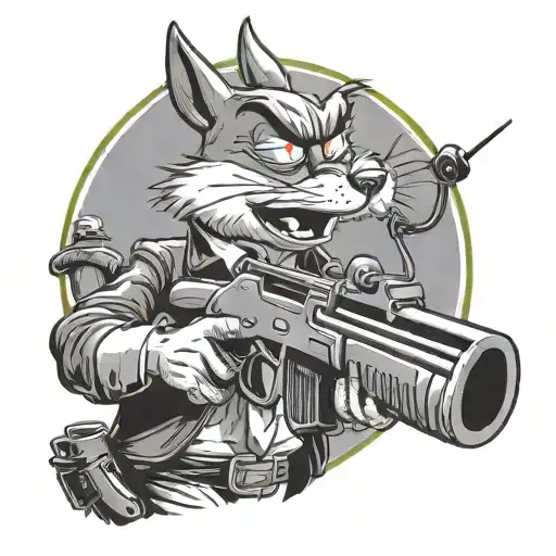 Sylvester looney tunes with sawn off shotgun  tattoo design idea