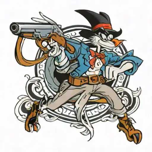 Sylvester looney tunes with sawn off shotgun  tattoo design idea