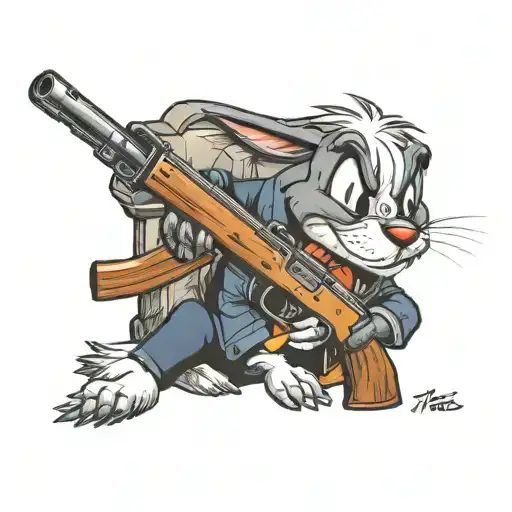 Sylvester from looney tunes with a sawn off shotgun tattoo design idea
