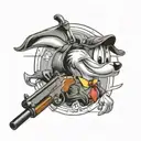 Sylvester from looney tunes with a sawn off shotgun tattoo design idea