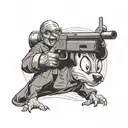 Sylvester from looney tunes with a sawn off shotgun tattoo design idea